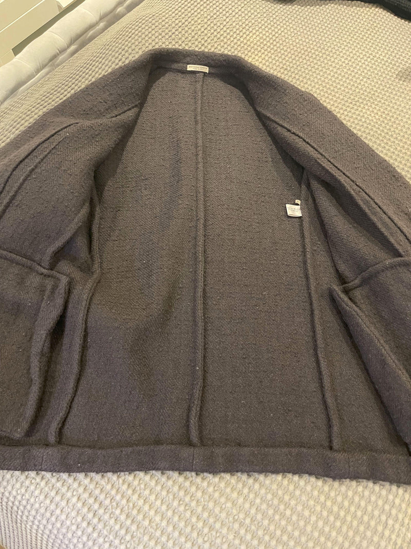 Brown Textured Hemp Blend Single Breasted Blazer