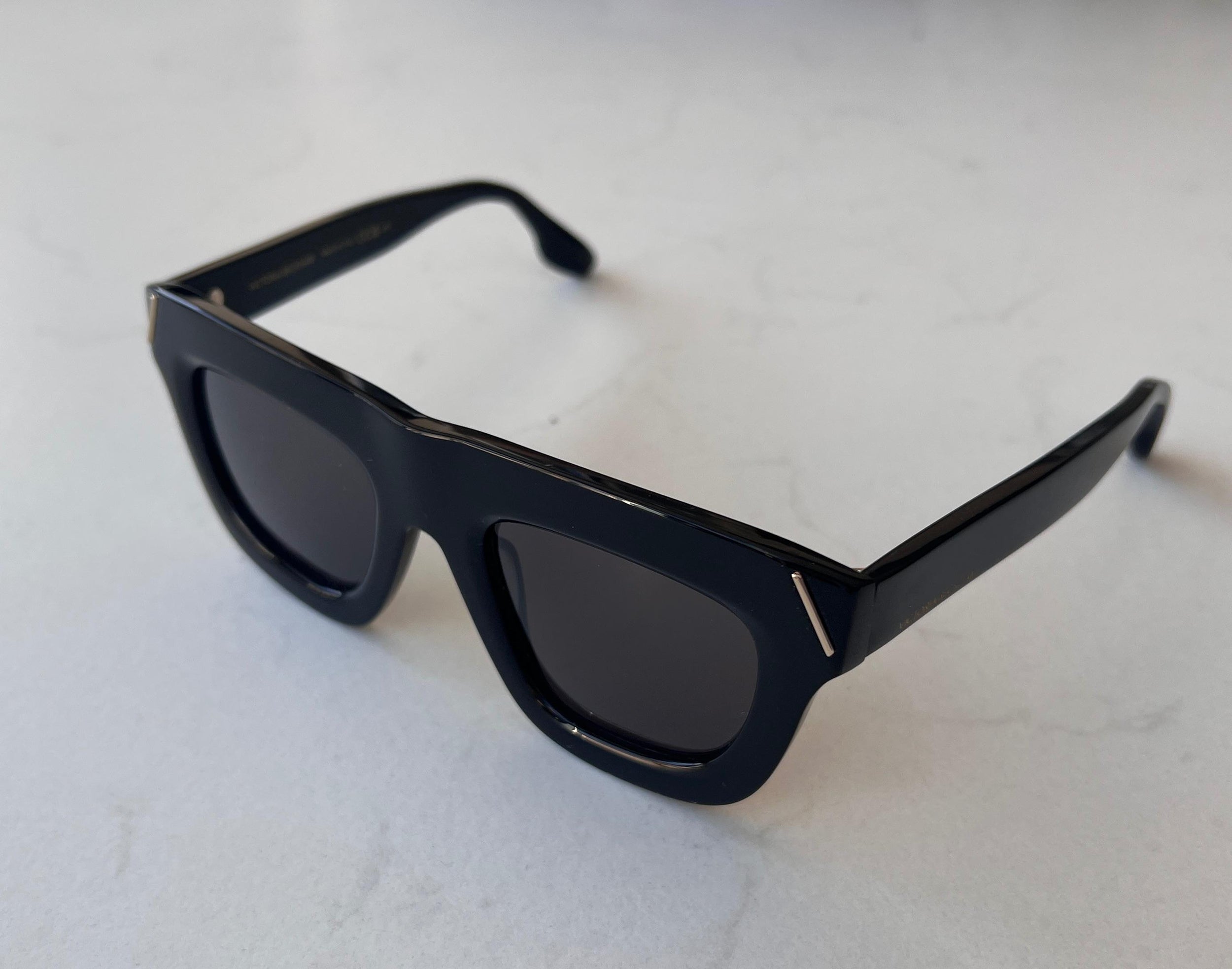 Black Beveled Cat Eye Sunglasses
