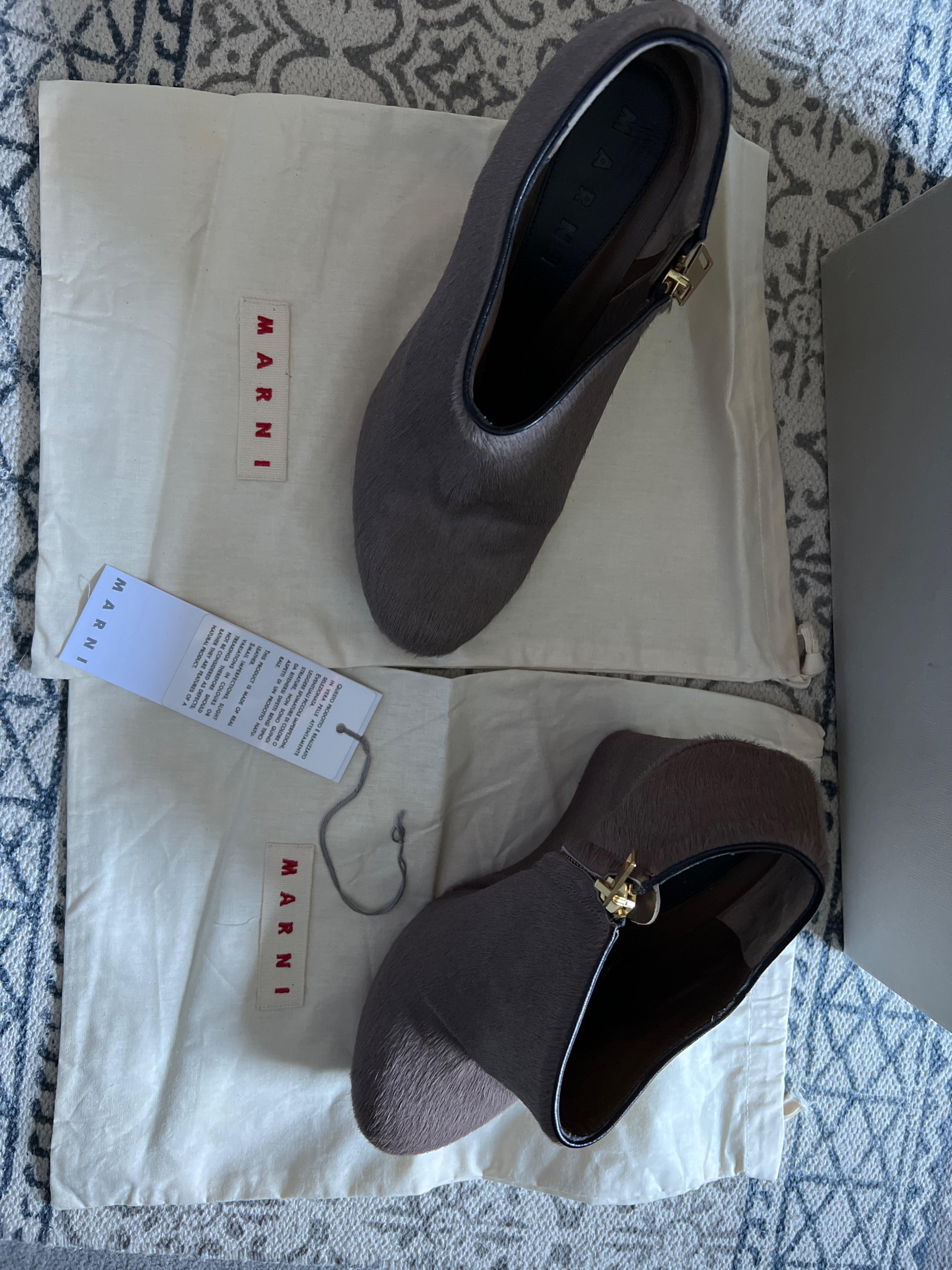 Fawn Calf Hair Wedge Ankle Boots