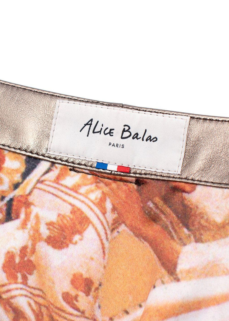 Alice Balas Burgundy Leather Button-Down A-Line Skirt