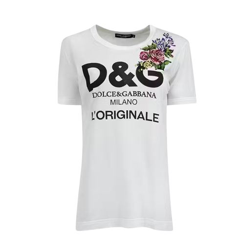 Dolce & Gabbana White Logo Floral T-shirt