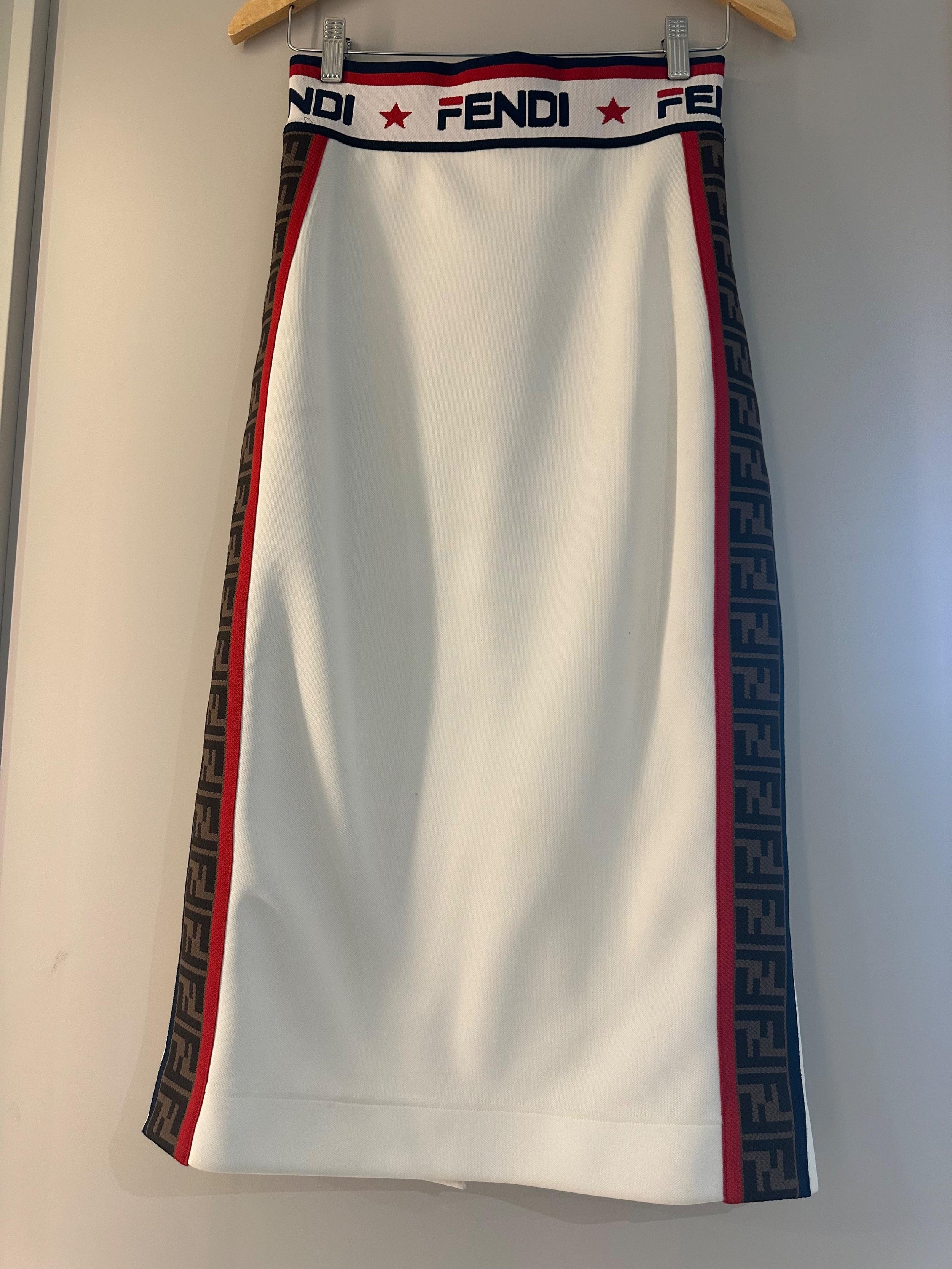 Fendi x Fila white pencil skirt