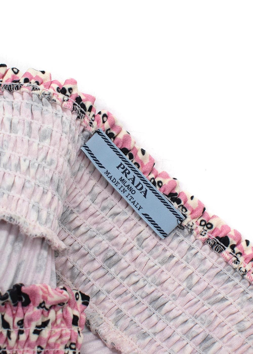 Prada Pink Floral Pleated Midi Skirt
