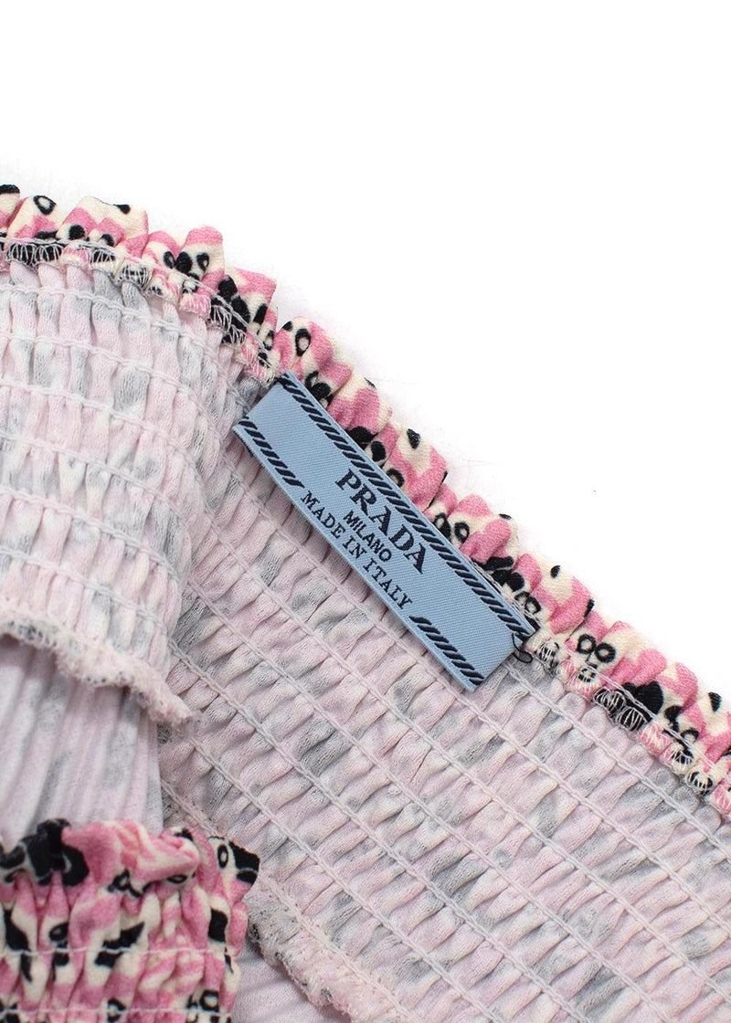 Prada Pink Floral Pleated Midi Skirt