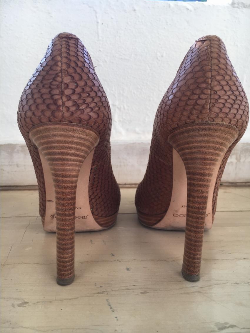 Jimmy Choo Brown Embossed Platform Pumps