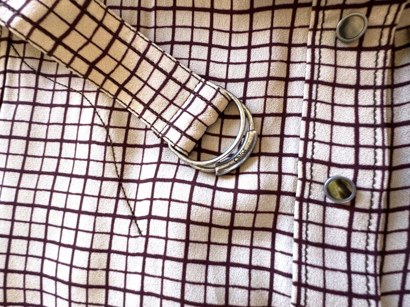 Chloe Belted Windowpand-Check Crepe Shirt Dress