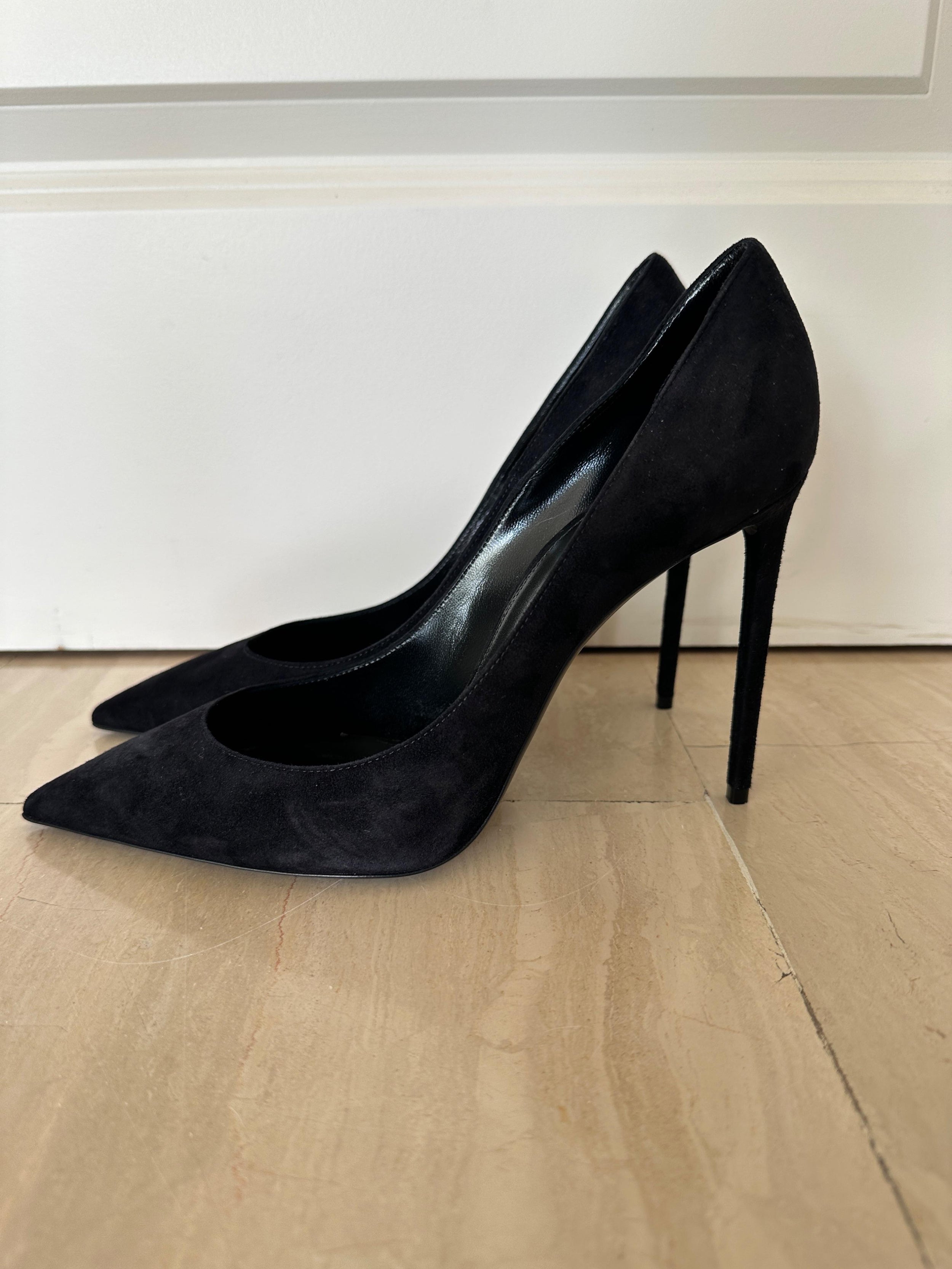 Saint Laurent Black Zoe Suede Stillettos