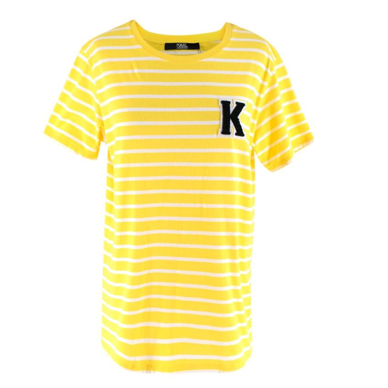 Karl Lagerfeld Yellow Cotton Striped Tshirt