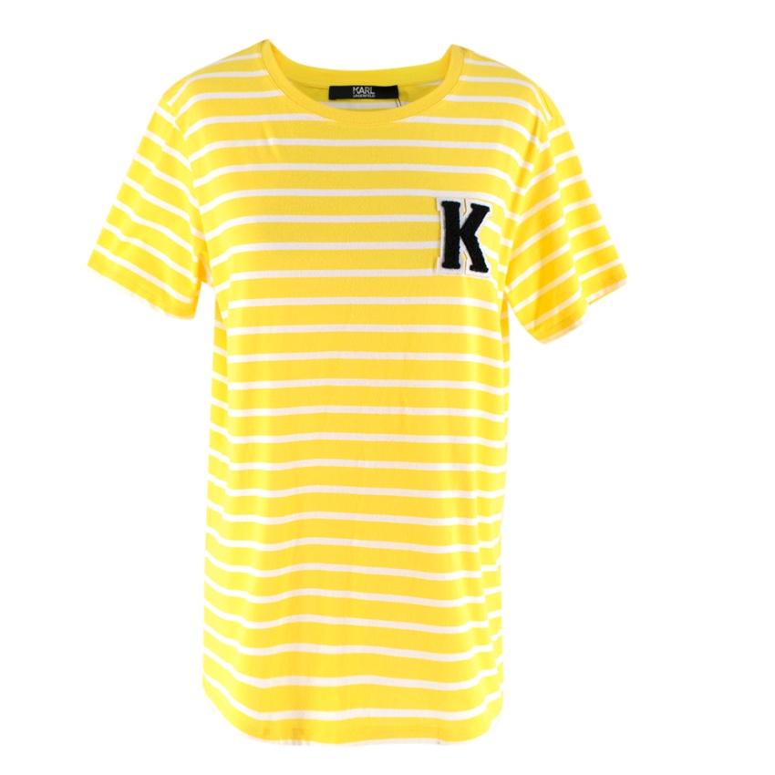 Karl Lagerfeld Yellow Cotton Striped Tshirt