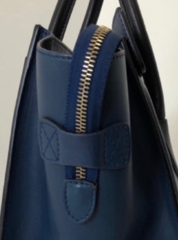 Blue Leather Mini Luggage Tote