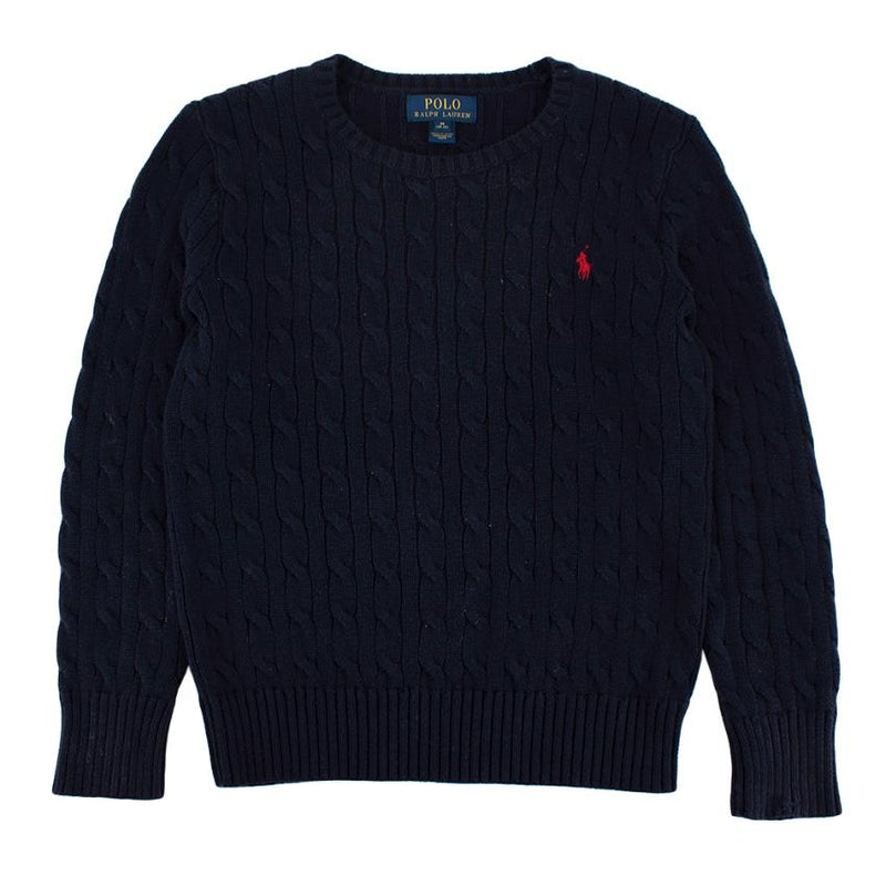 Polo Ralph Lauren Navy Cotton Cable Knit Sweater