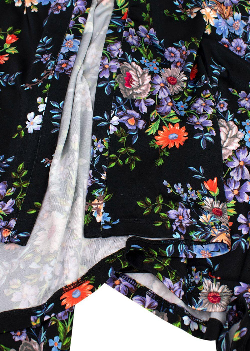 Paco Rabanne Black Floral Asymmetric Hem Skirt