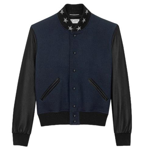 Saint Laurent Navy America Varsity Teddy Jacket