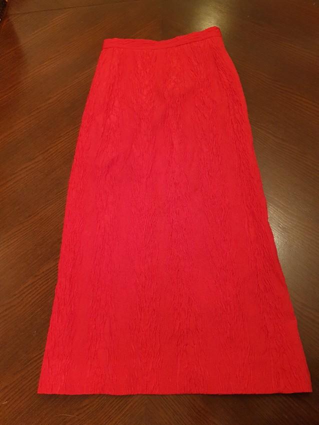 Alexa Chung Red Crepe Midi Skirt