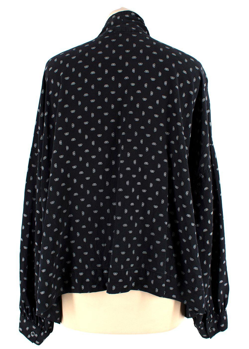 Balenciaga Black Monogram Silk Blouse