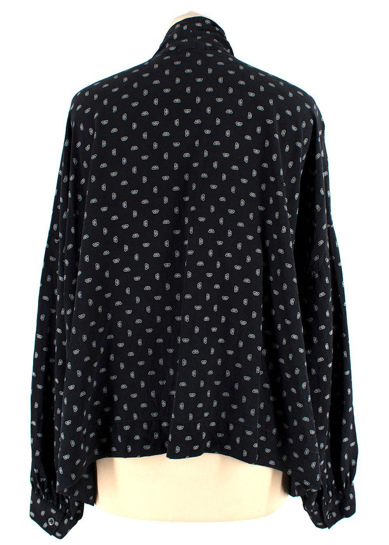Balenciaga Black Monogram Silk Blouse