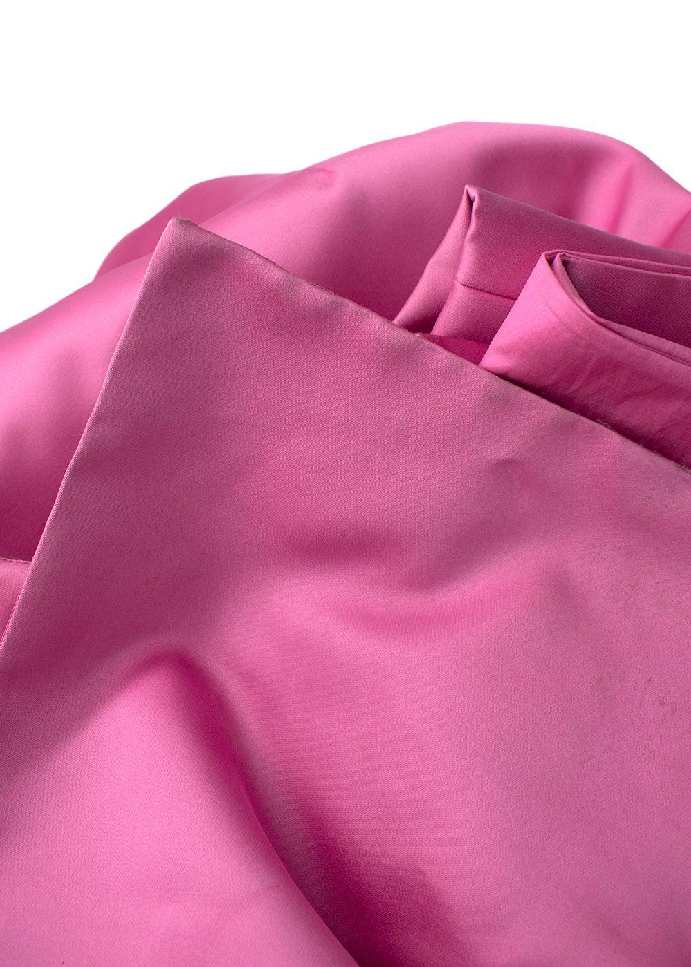 Lanvin Pink Satin Mini Dress with Train Detail
