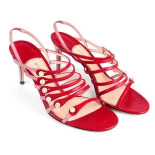 Gucci Red & Pink Patent Leather Strappy Sandals