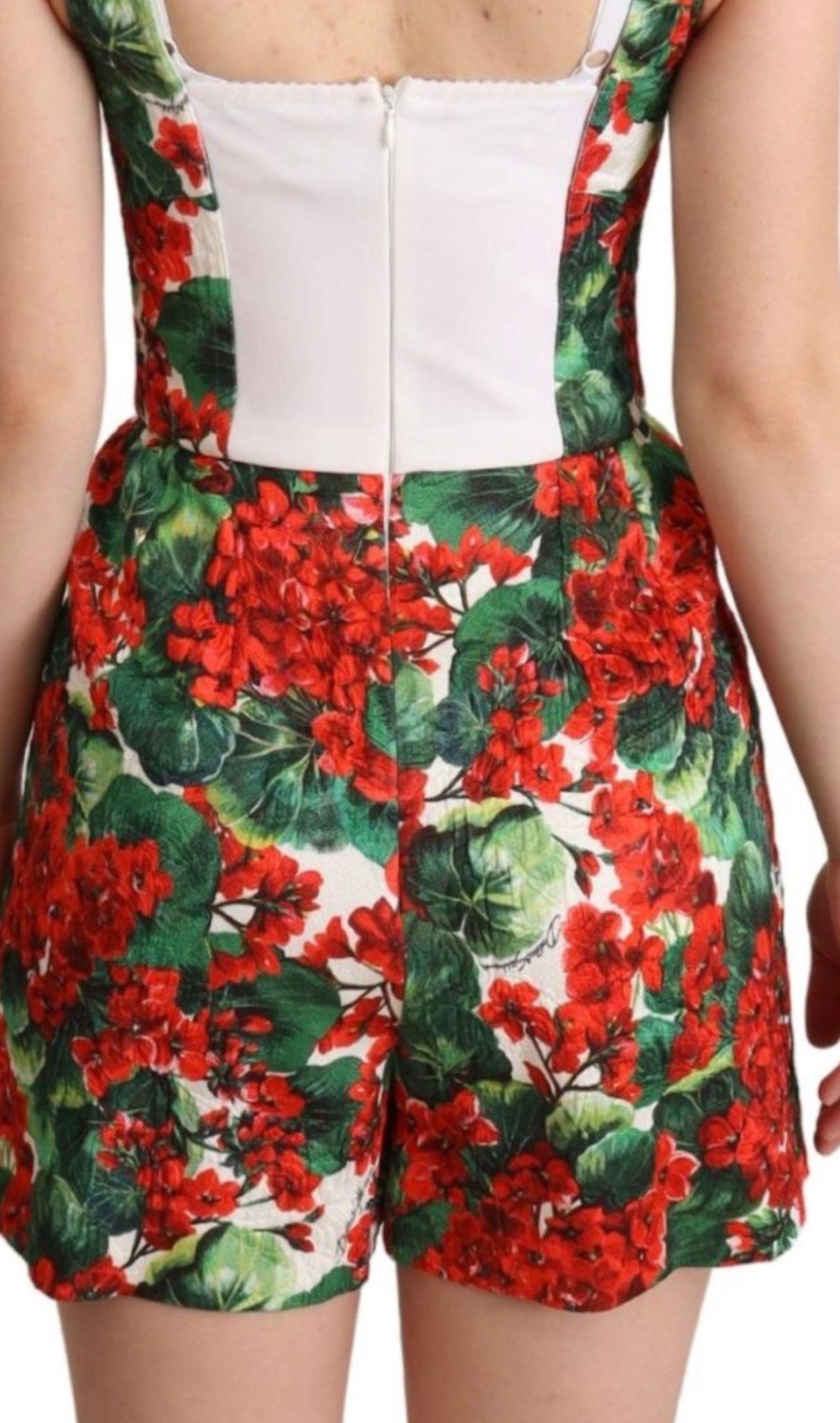 Red Geranium Printed Cotton Blend Playsuit