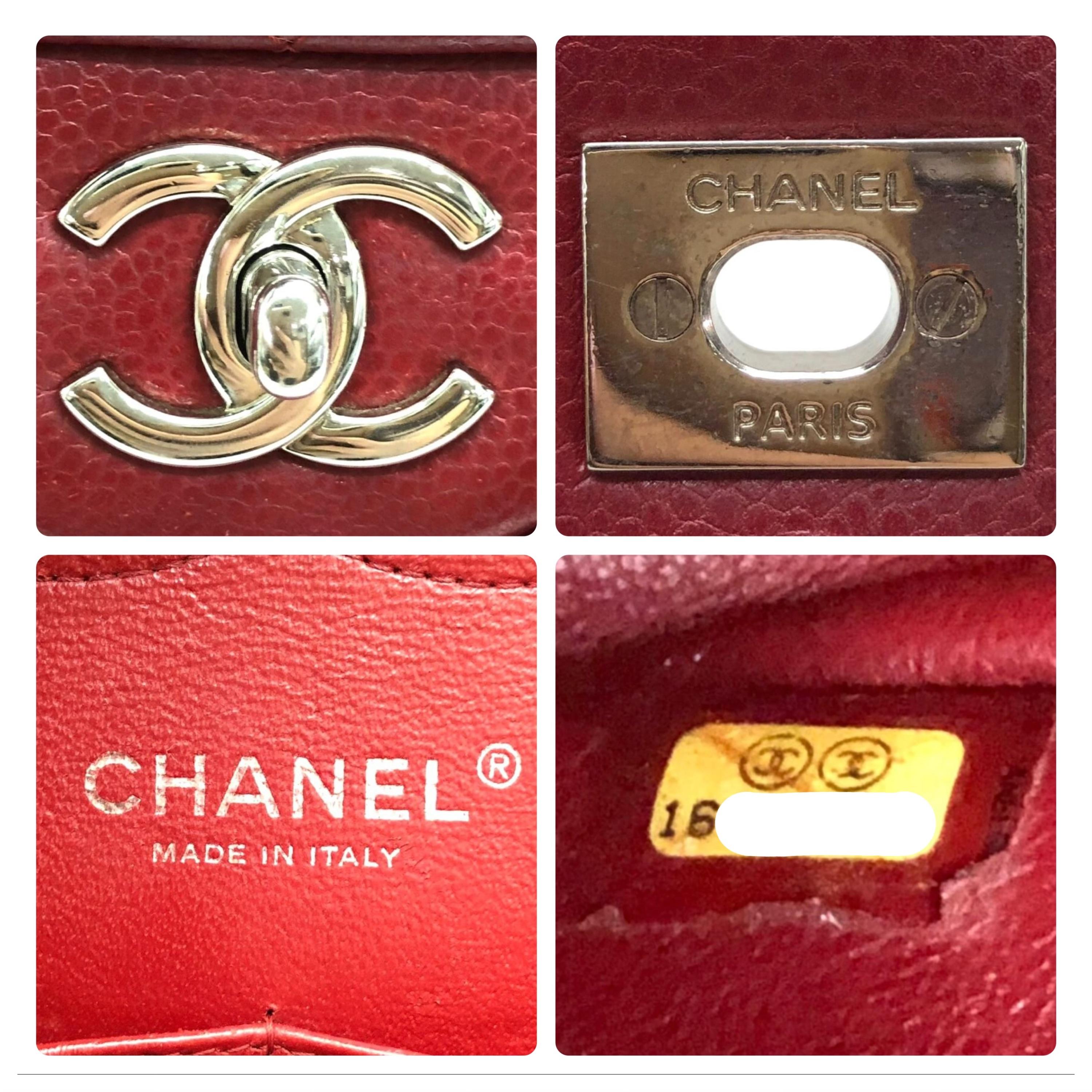 Chanel Burgundy Caviar Leather Jumbo Double Flap Bag