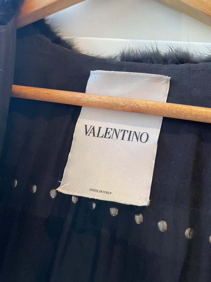 Valentino Black Crystal Embelleshed Mink Jacket