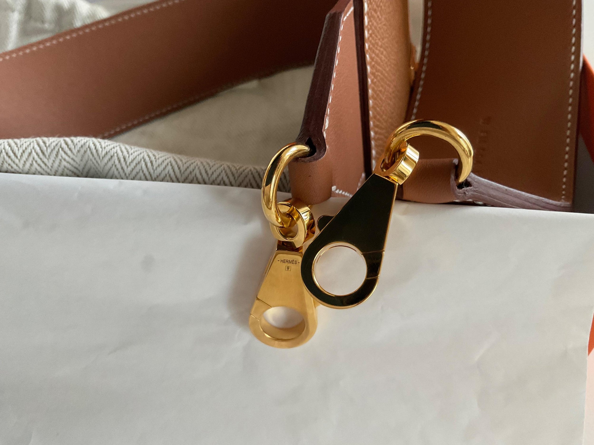 Hermes Gold Kelly Pocket Strap with Gold Hardware