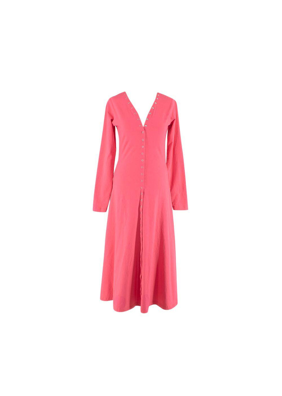 Coral Pink Midi Dress with Poppers