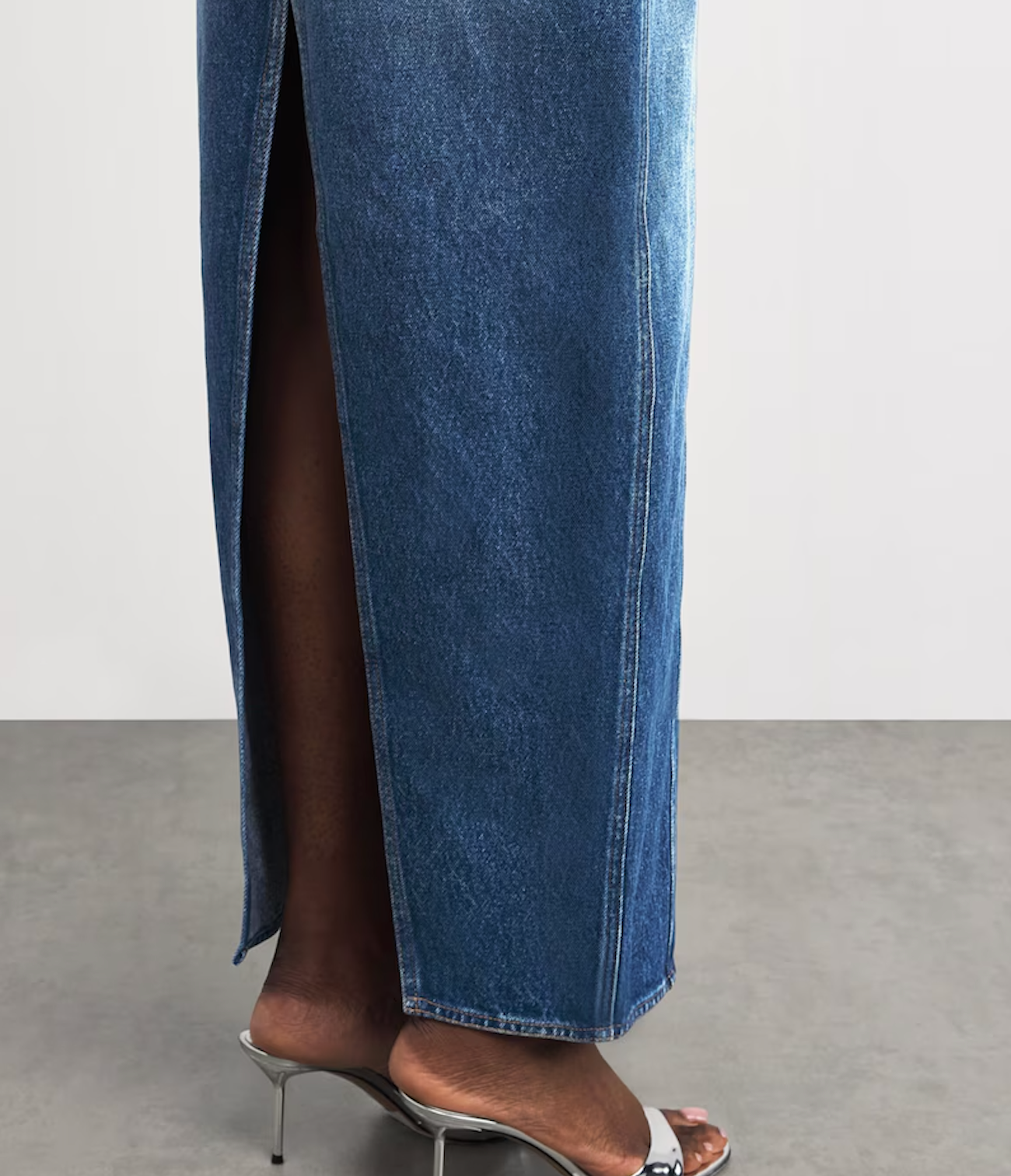 Jean Paul Gaultier Denim Iconic Cups Maxi Dress