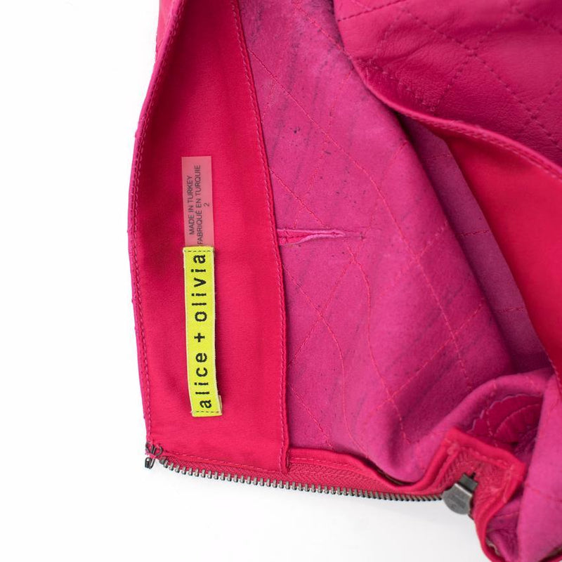 Alice and Olivia Pink Leather Mini Skirt