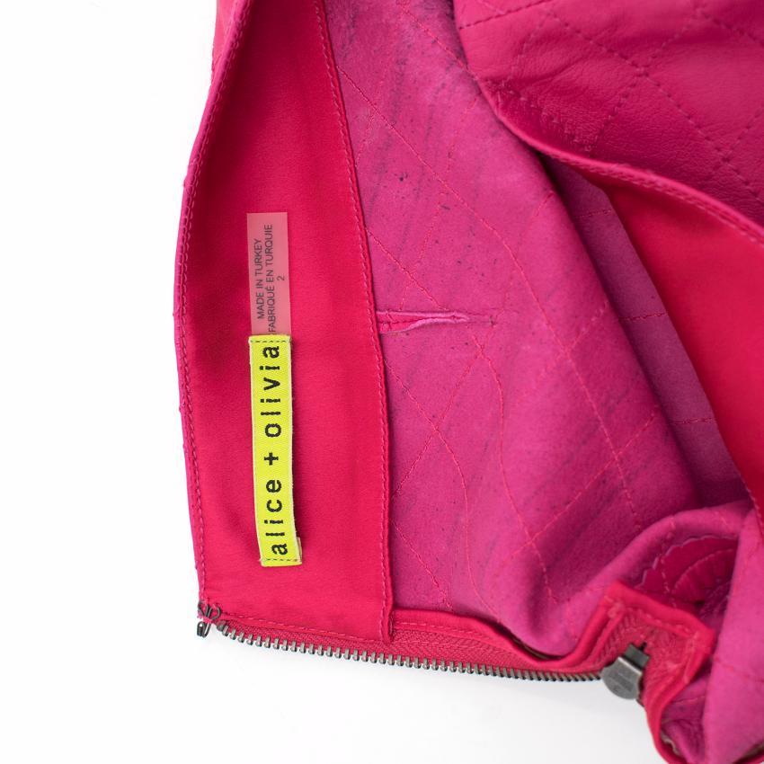 Alice and Olivia Pink Leather Mini Skirt