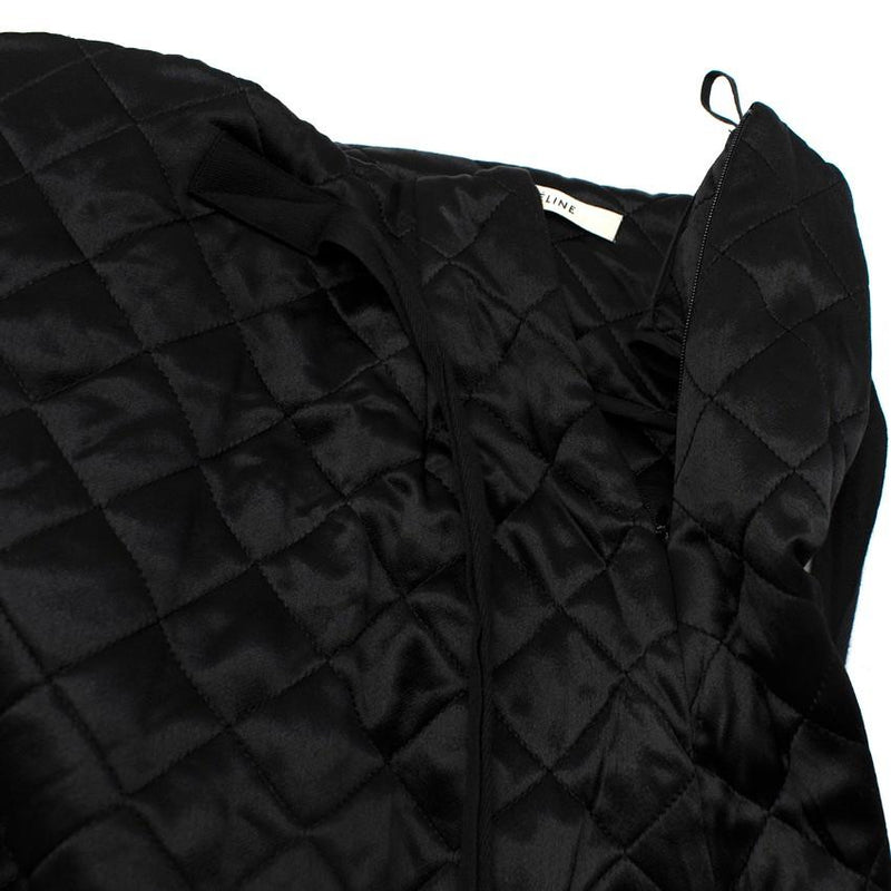 Celine Black Quilted Satin Pencil Skirt