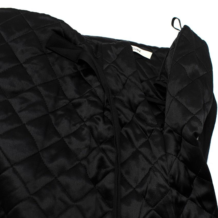 Celine Black Quilted Satin Pencil Skirt