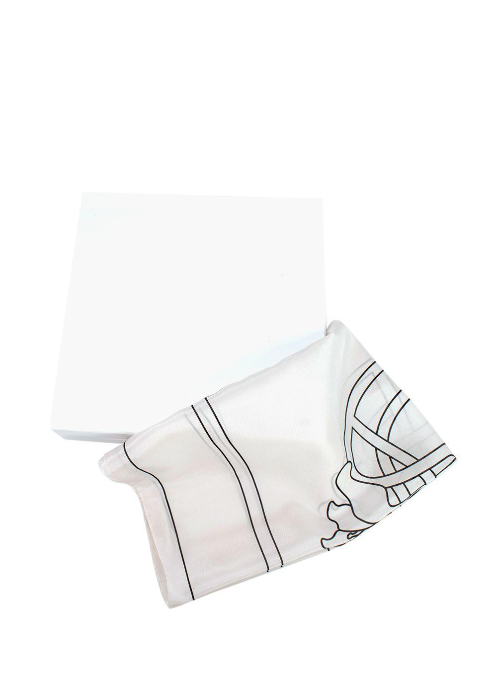Gallello Atelier Bespoke Cream Printed Silk Scarf
