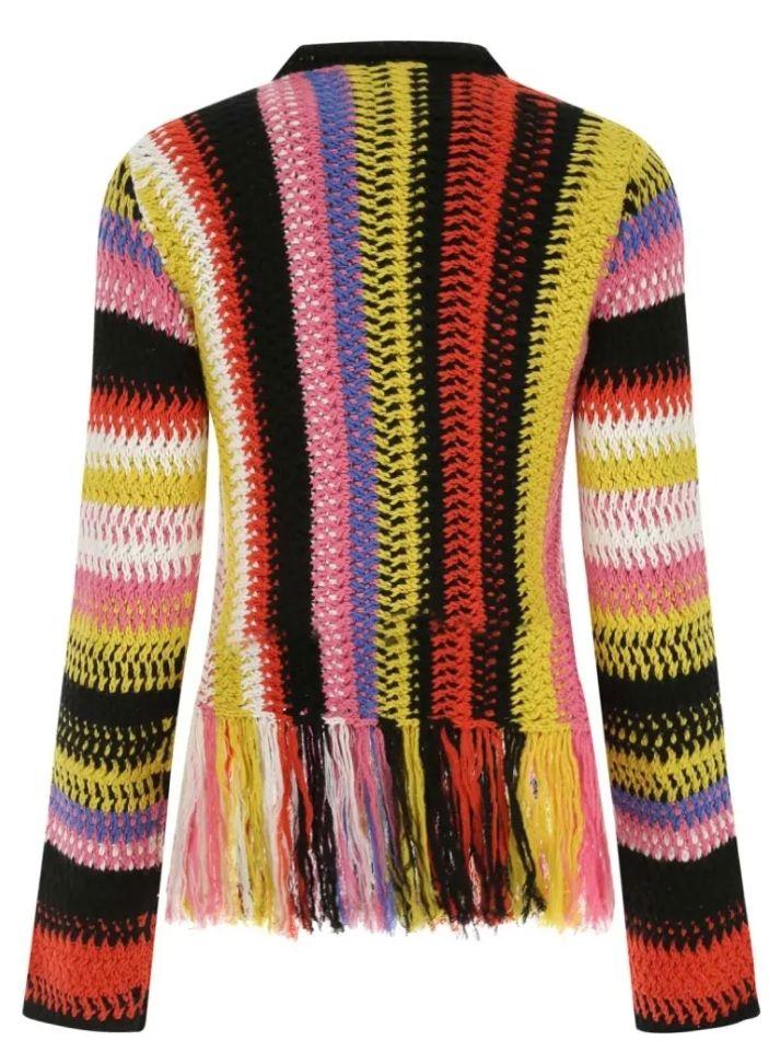 Chloe Multicoloured Fringe Stripe Macrame Sweater