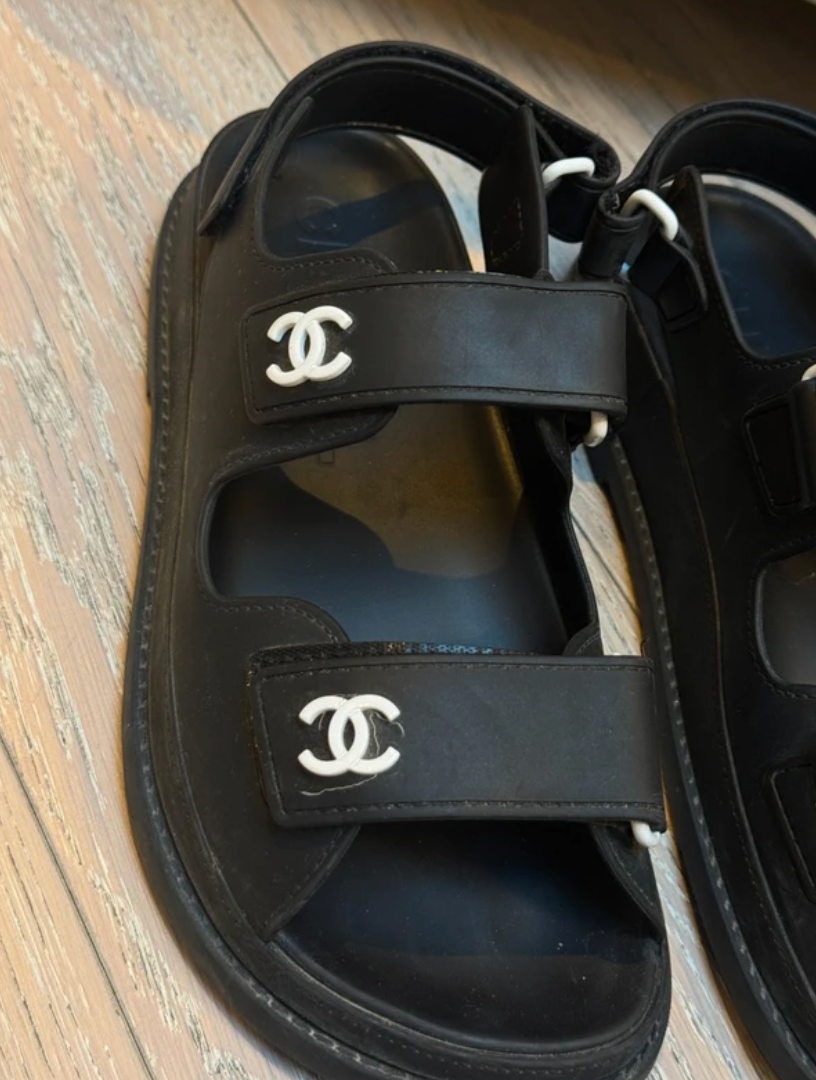 Chanel Black Rubber Dad Sandals