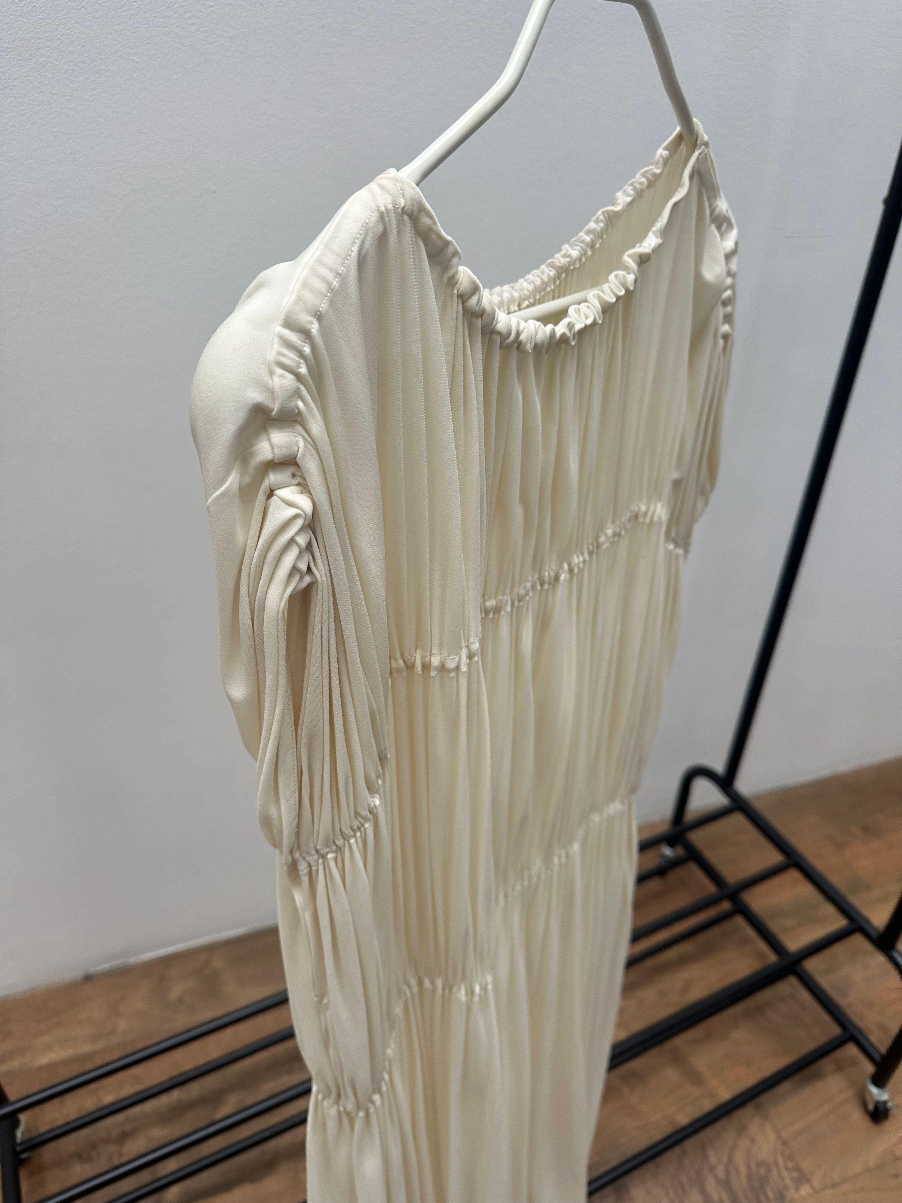 Jil Sander Cream Pleated Dress