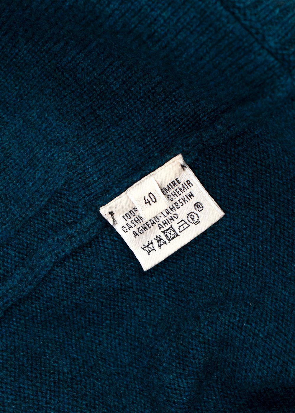 Hermes Teal Cashmere Longline Cardigan