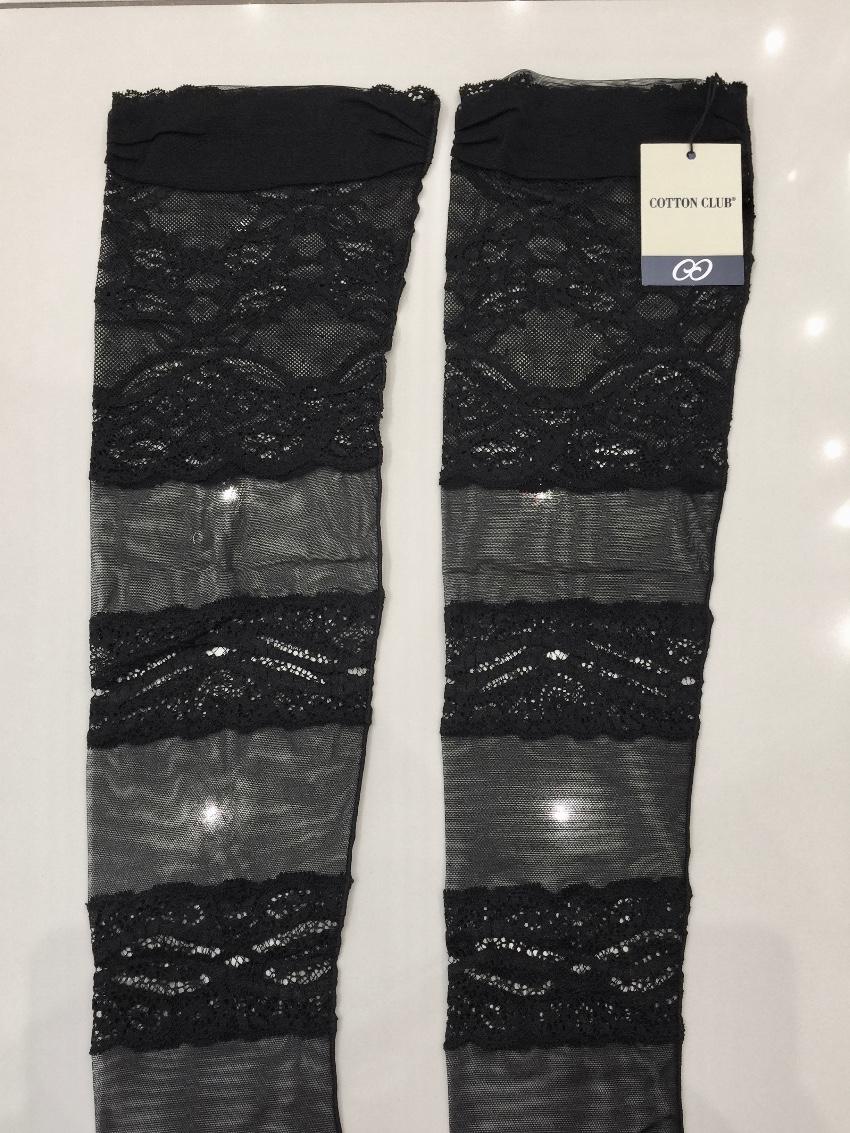 Cotton Club Couture Black Leavers Lace & Tulle Hold-ups