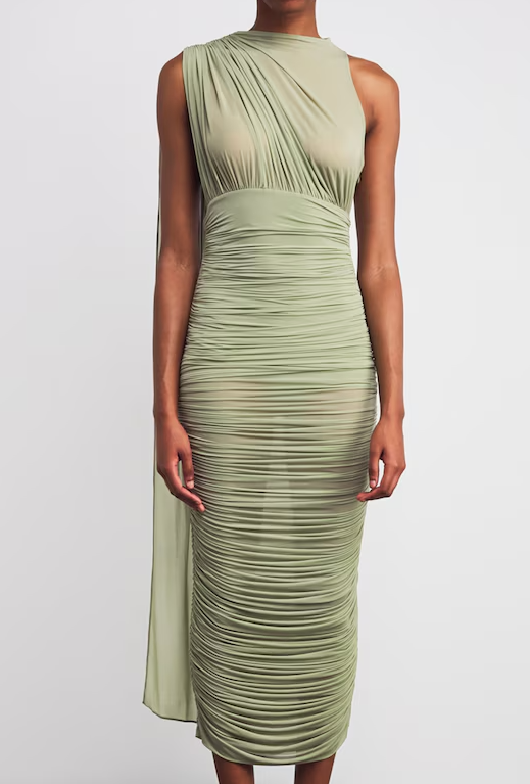 Magda Butrym Sheer Draped Midi Dress