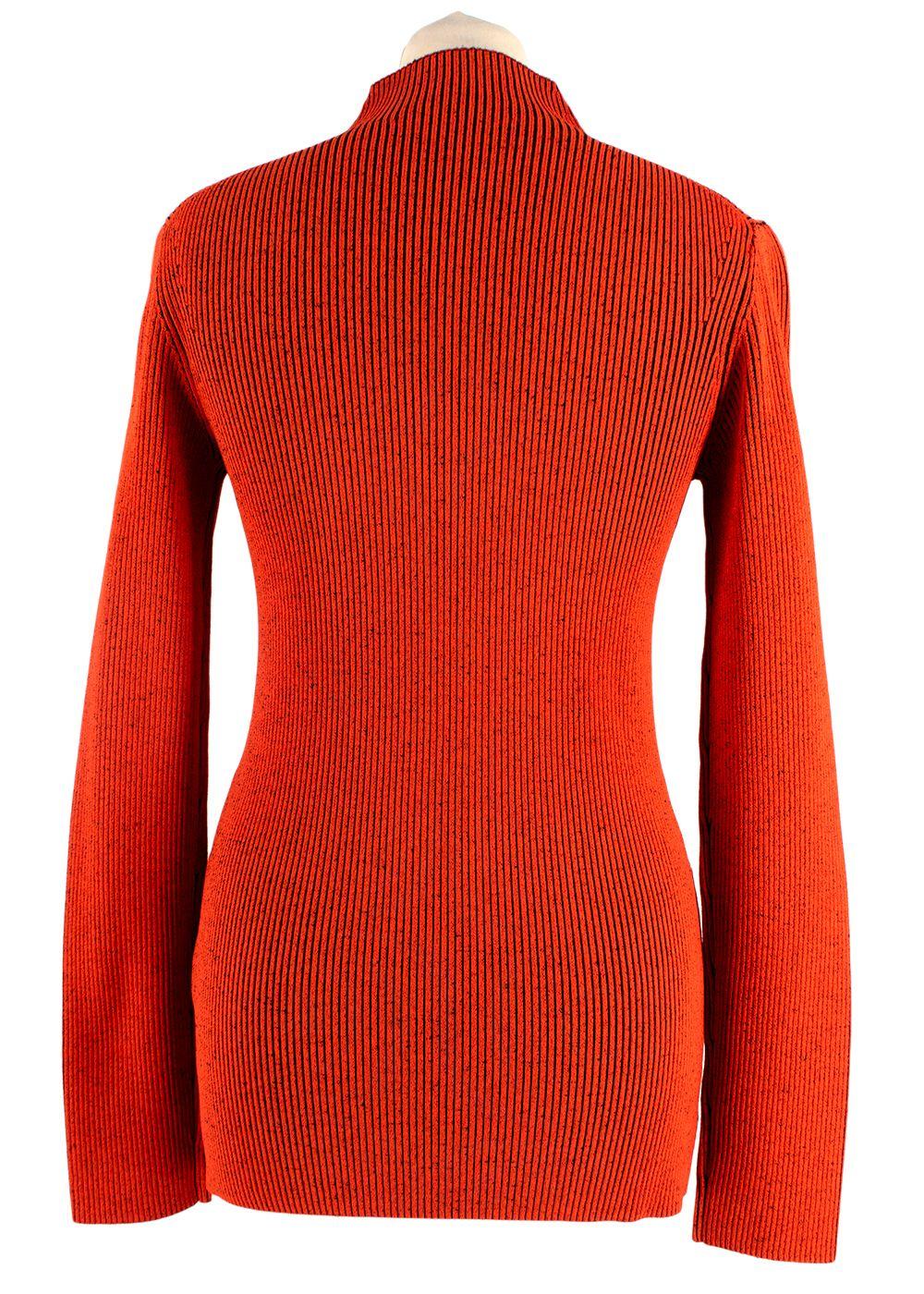 Proenza Orange Ribbed Knit High Neck Top