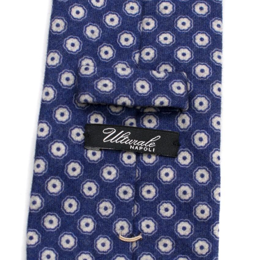 Ulturale Napoli Blue Floral Print Wool Tie