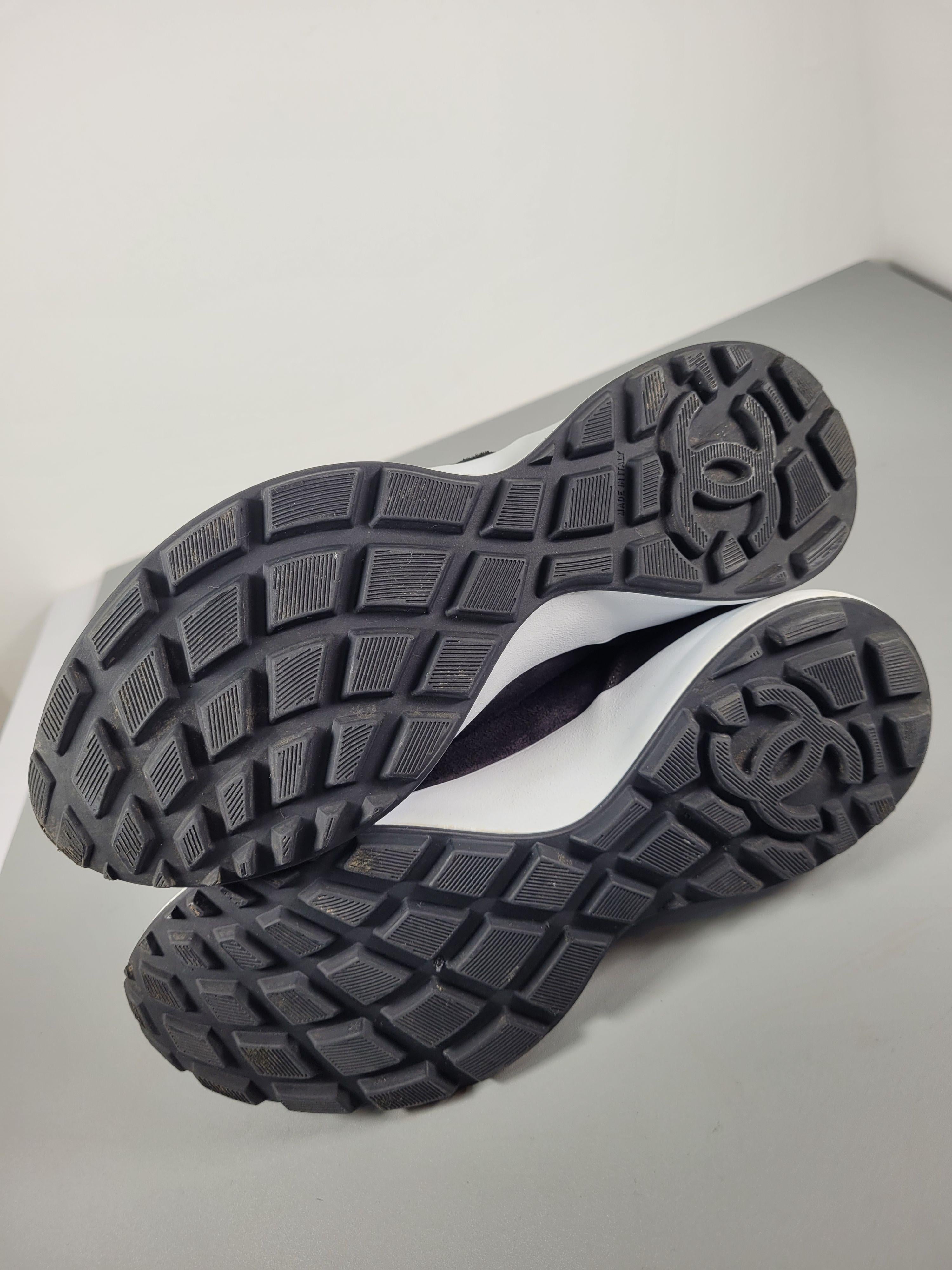 Chanel Black Suede Low Top Logo Sneakers
