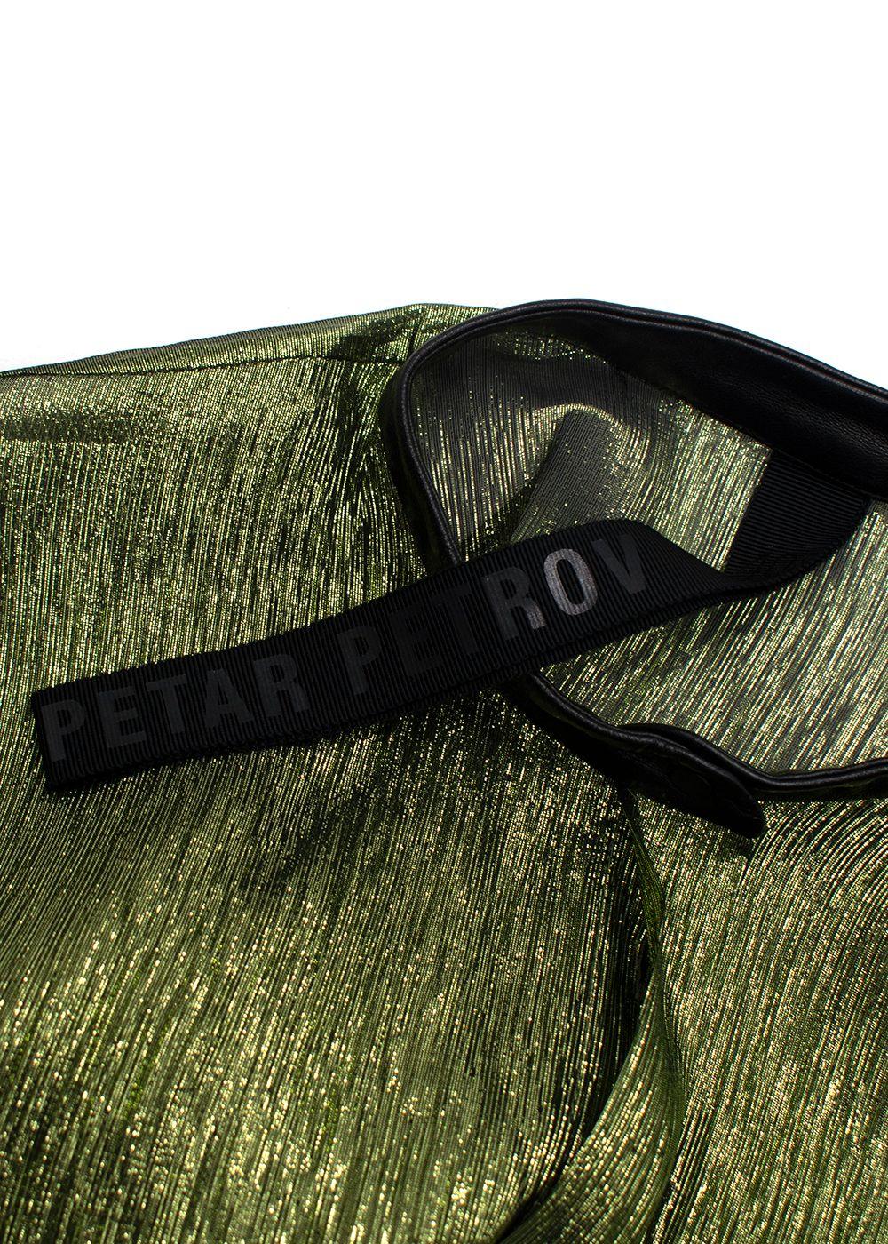 Petar Petrov Green Metallic Semi-Sheer Blouse