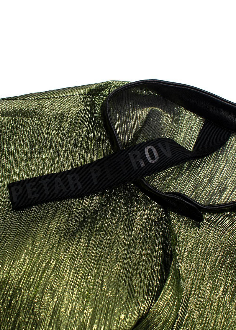 Petar Petrov Green Metallic Semi-Sheer Blouse