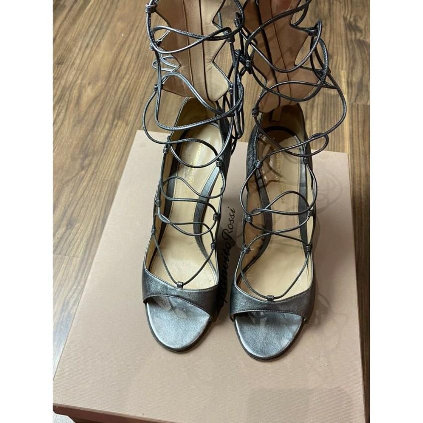 Gianvito Rossi Metallic Lace-Up Sandals