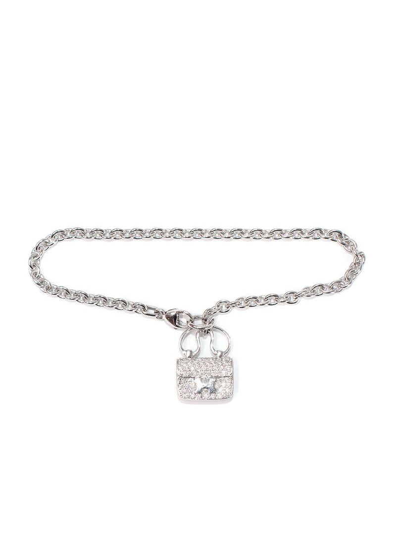 Hermes White Gold and Diamond Constance Bracelet