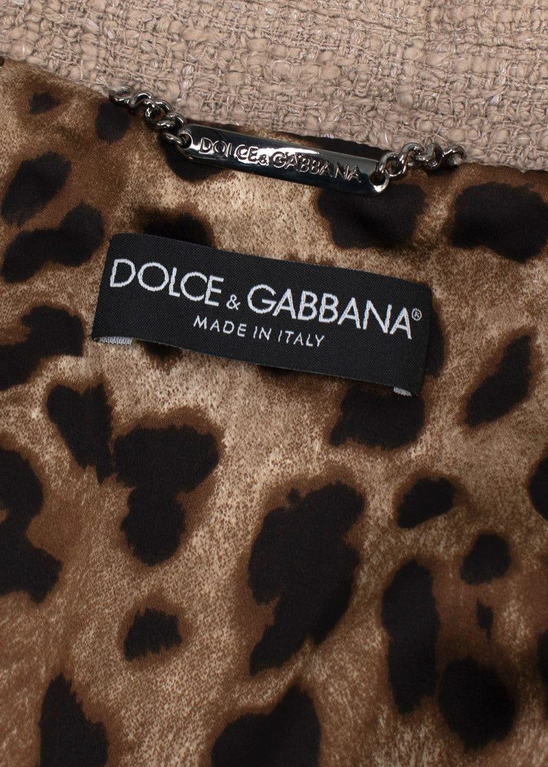 Dolce & Gabbana Beige Tweed Double Breasted Jacket