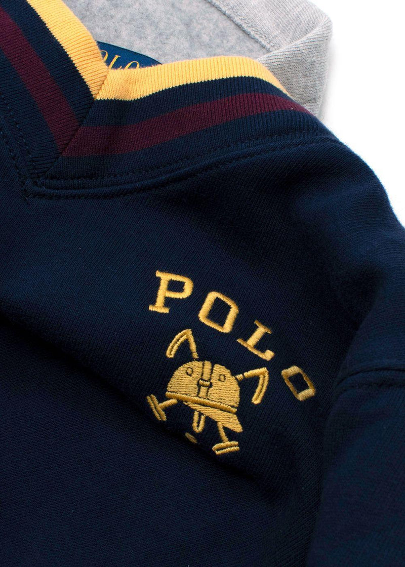 Polo Ralph Lauren Navy Cricket-Striped Hooded Sweatshirt