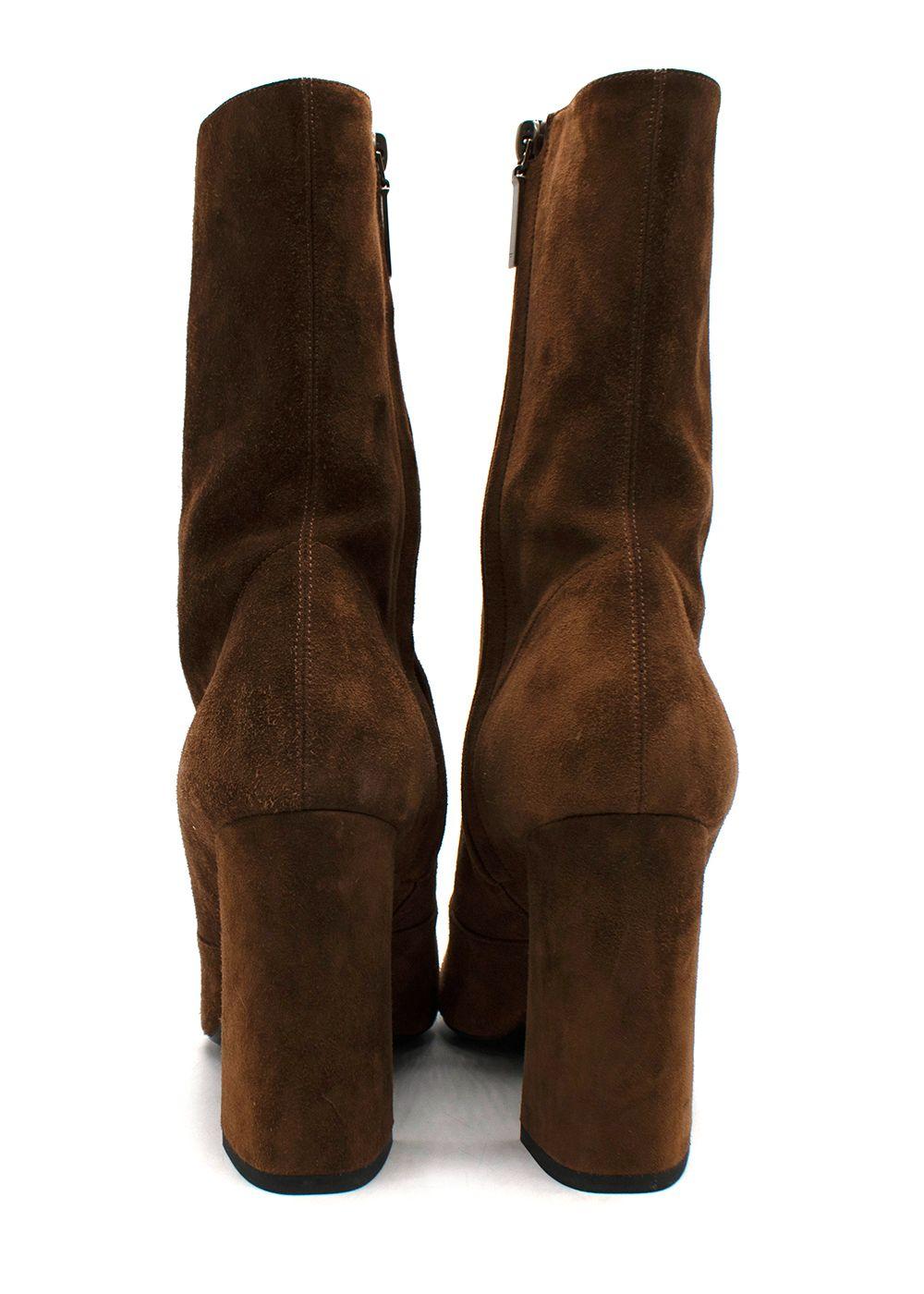 Saint Laurent Brown Suede Ankle Boots
