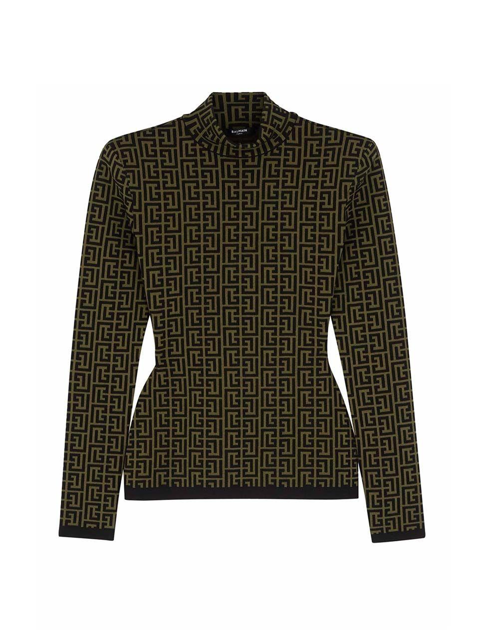 Khaki Monogram Stretch Knit Jumper